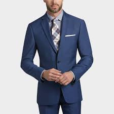 New Design Fashion Men Suits Grid Blue Tailored Business Suit