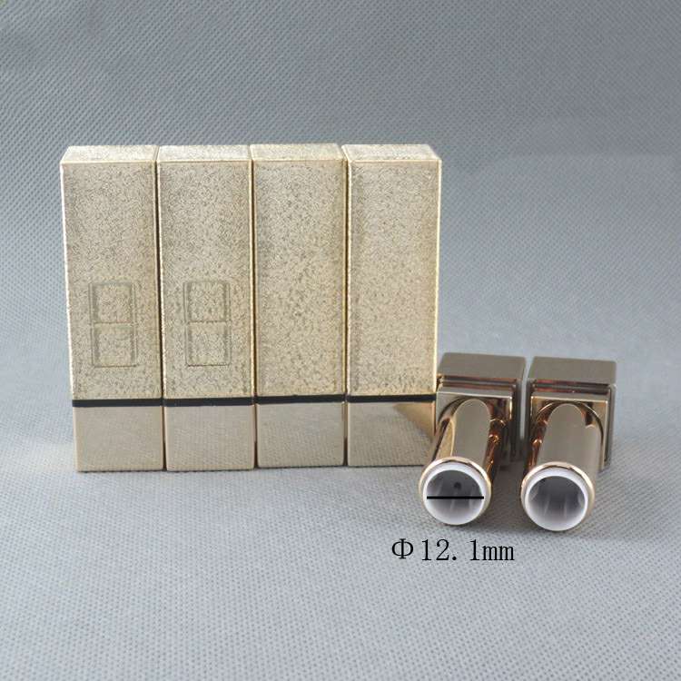 4g Luxury Square Bright Gold/Fold Gold Color Inner diameter 12.1mm DIY Lipstick tube cosmetics packaging containers Plastic Tube