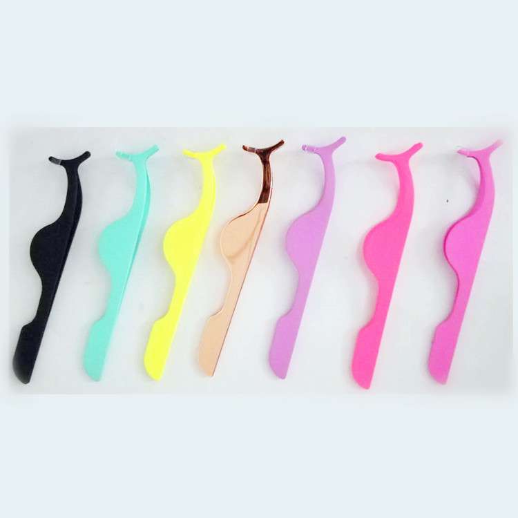 New products Rose gold pink black rainbow tweezers Stainless Steel eyelash extension tweezers volume lashes tweezers for makeup
