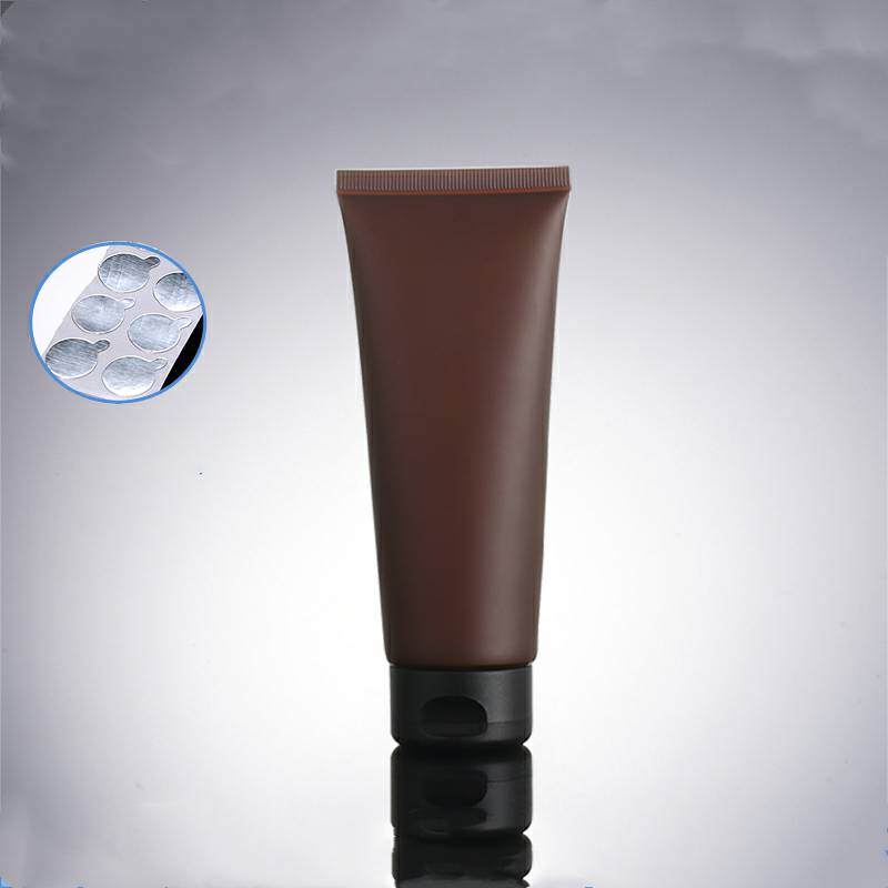 100ml PE Brown Flip over cap cosmetics packaging containers emulsion facial cleanser squeeze bottle hand stand Plastic Soft Tube