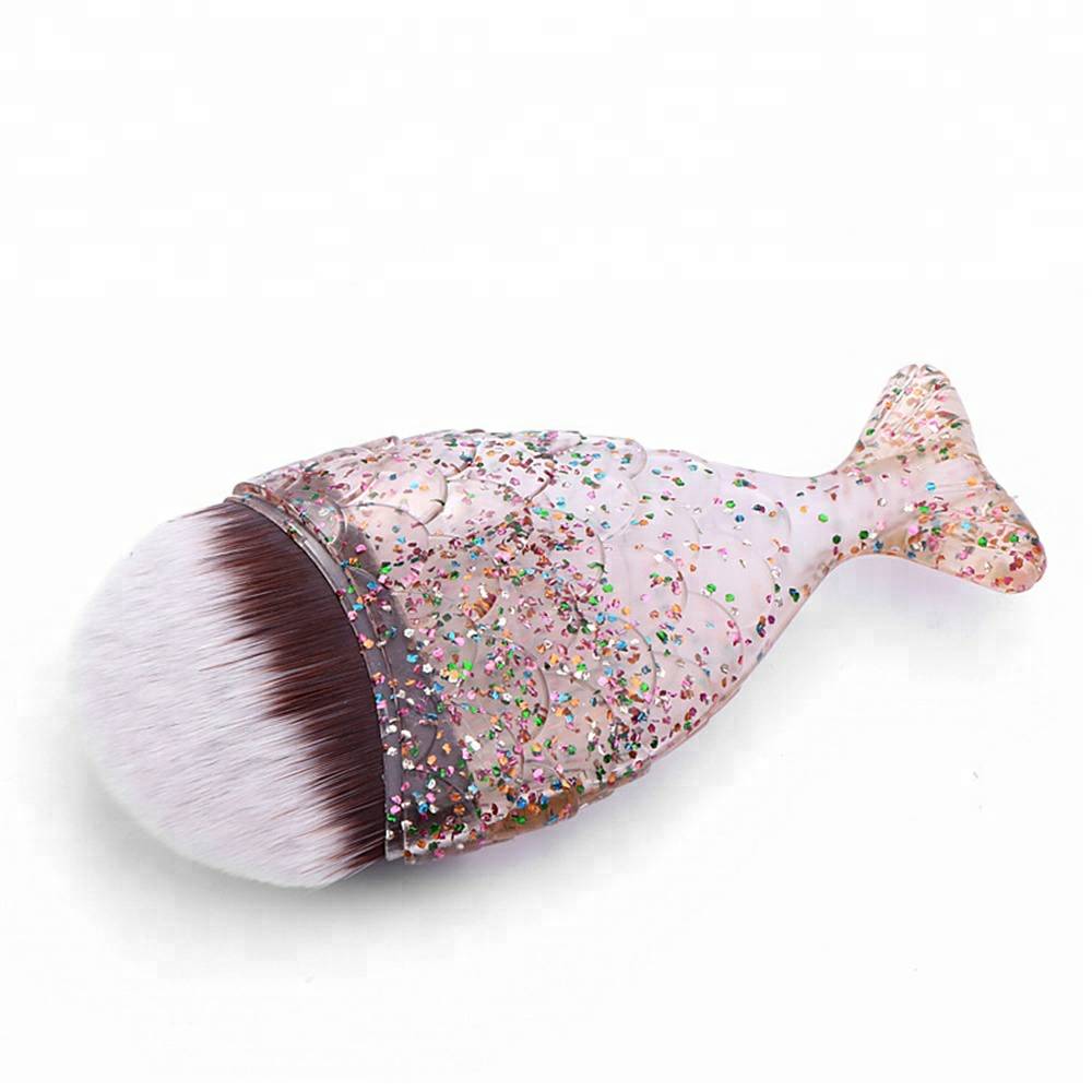 China supplier mermaid silicone handle glitter makeup brush
