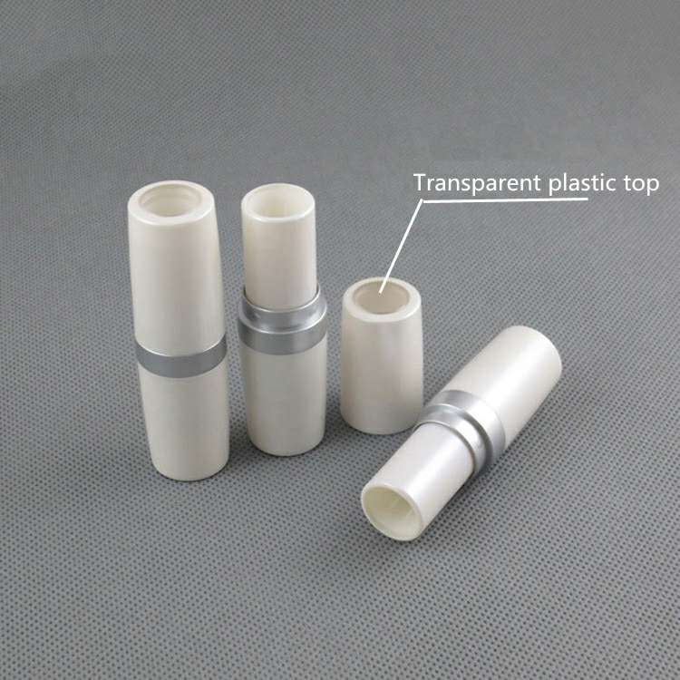 Luxury Pearl White Transparent Plastic Top Lipstick tube empty Silver edge lip balm bottles for diy make up